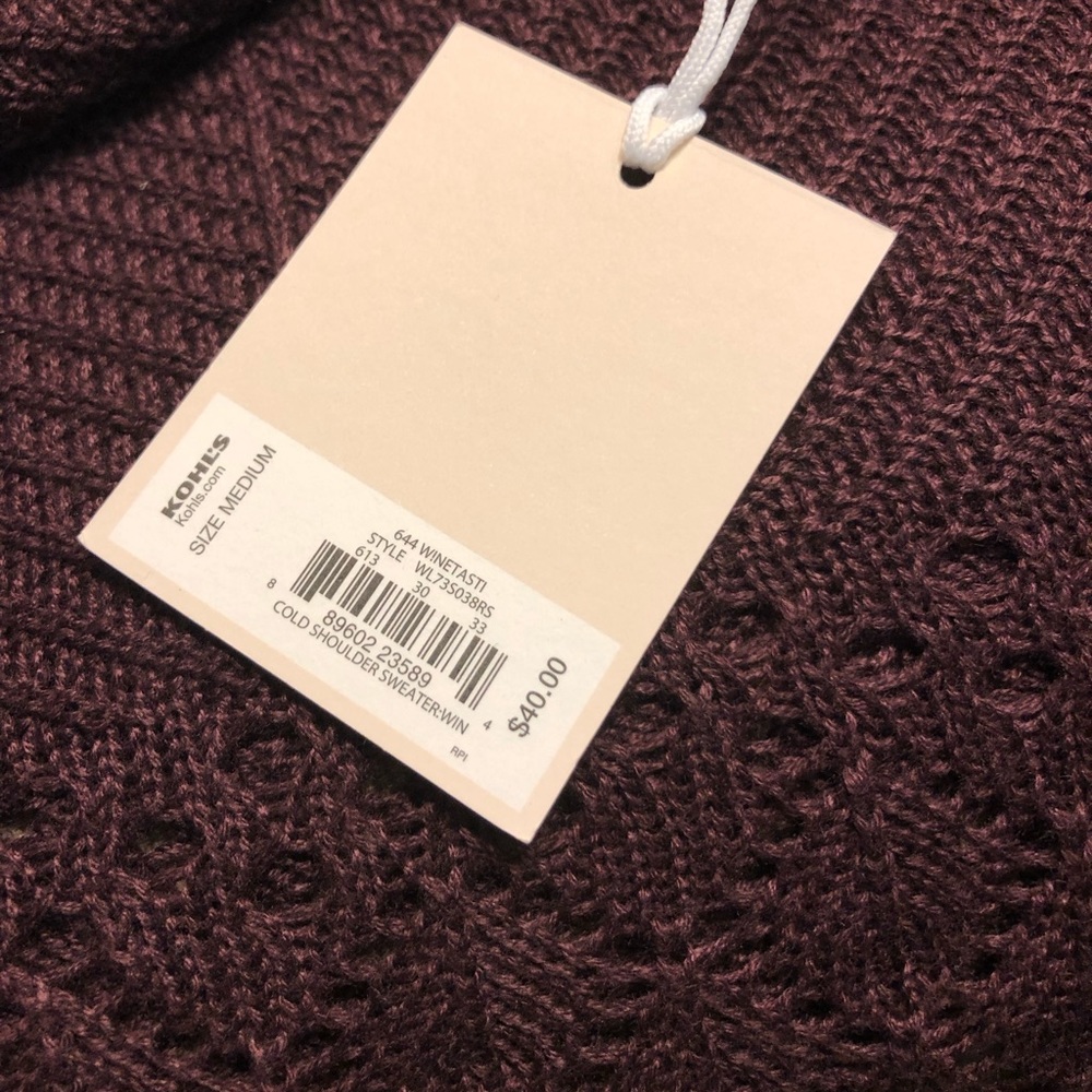 Lauren Conrad Cold Shoulder Sweater - Wine - Picture 9 of 9